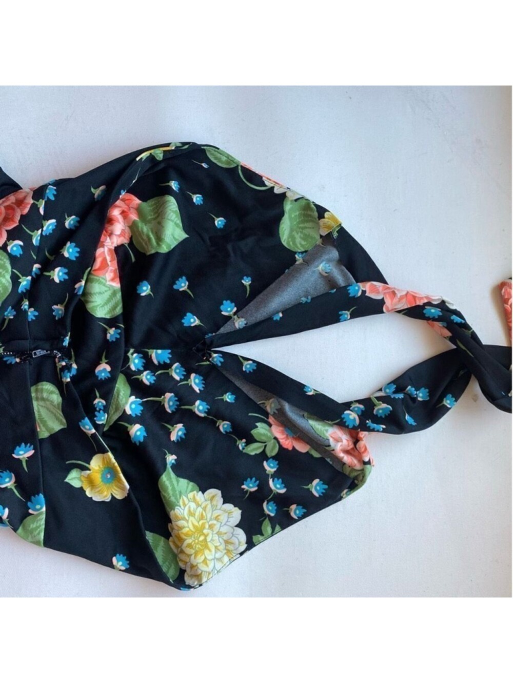 Vintage Designer Lillie Rubin Floral Halter Midi Dress Women’s XS-S Retro - Picture 14 of 14